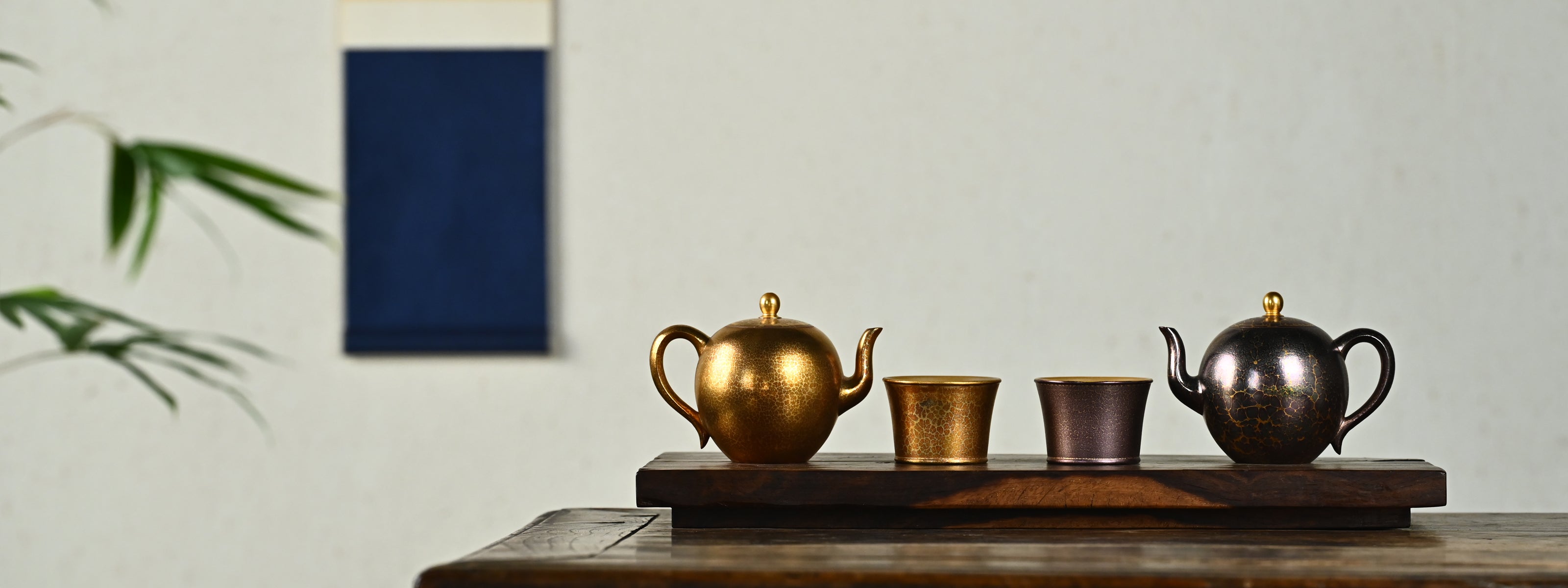 YANYOO handmade Yixing teapot and teacup bundle: Wild Plume Collection 1, desktop version.