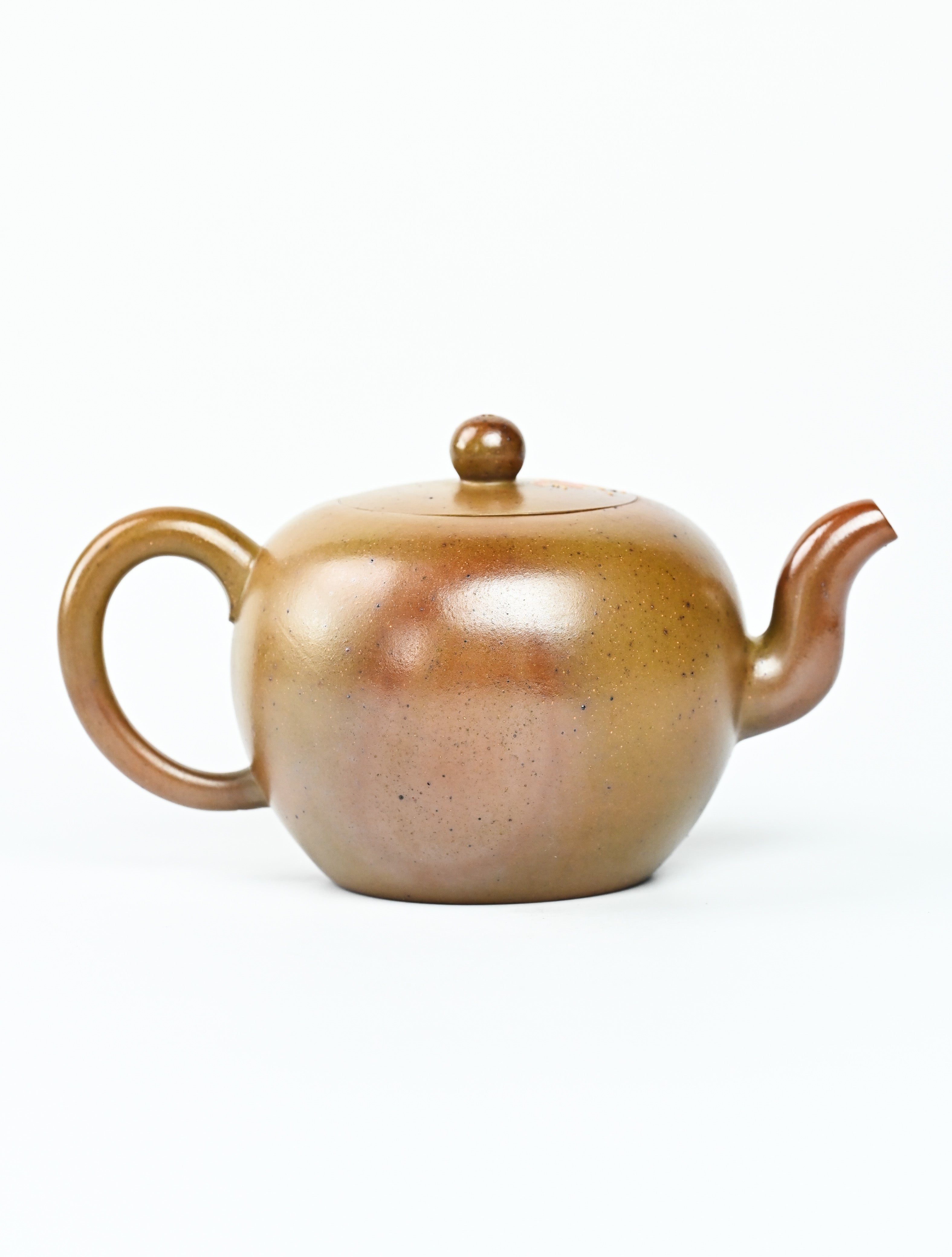 YANYOO handmade wood-fired Yixing teapot featuring hand-painted floral-and-bird motif, product right side.
