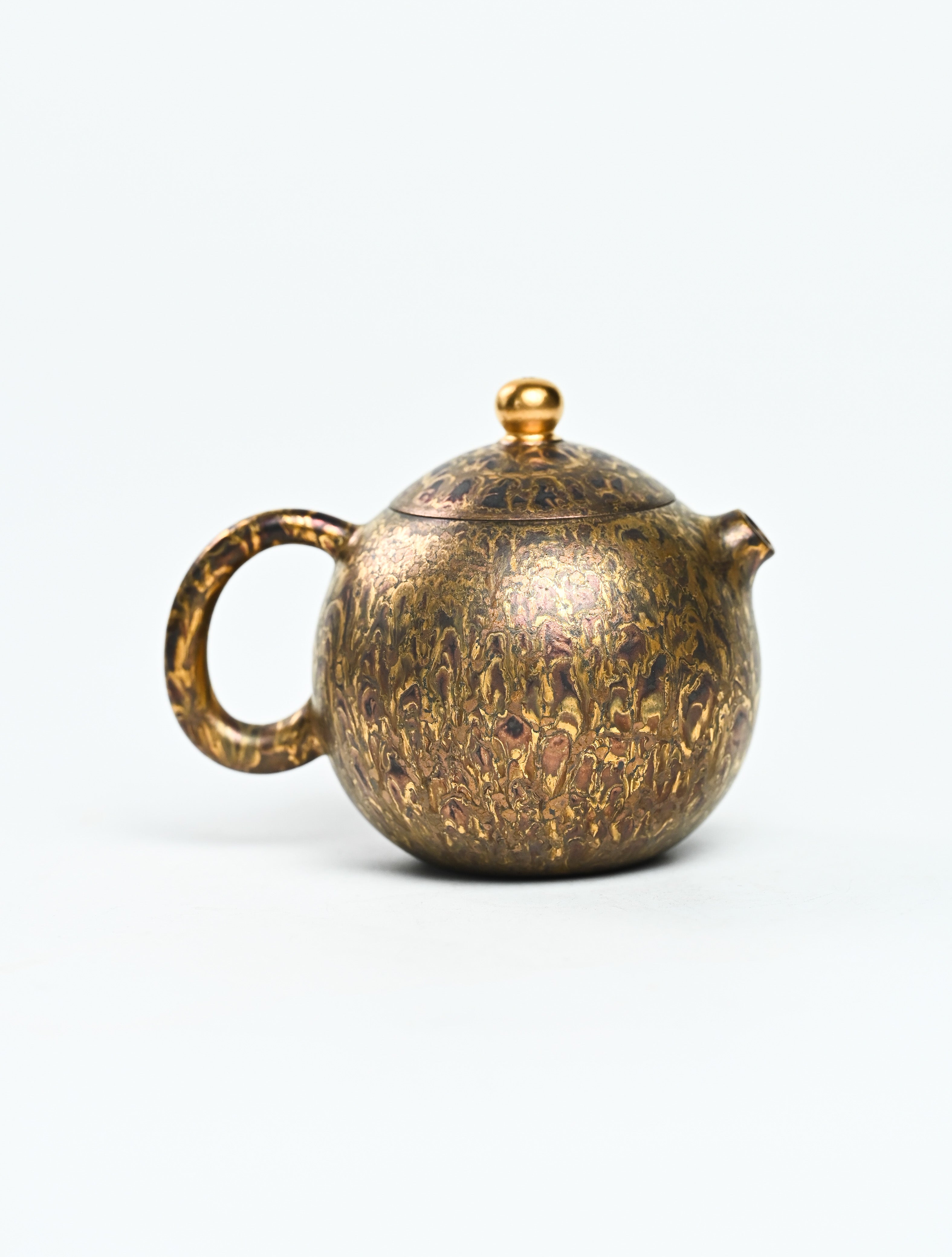 YANYOO handmade Yixing teapot featuring Feather-Plume firing technique, Dragon Egg, product right side.