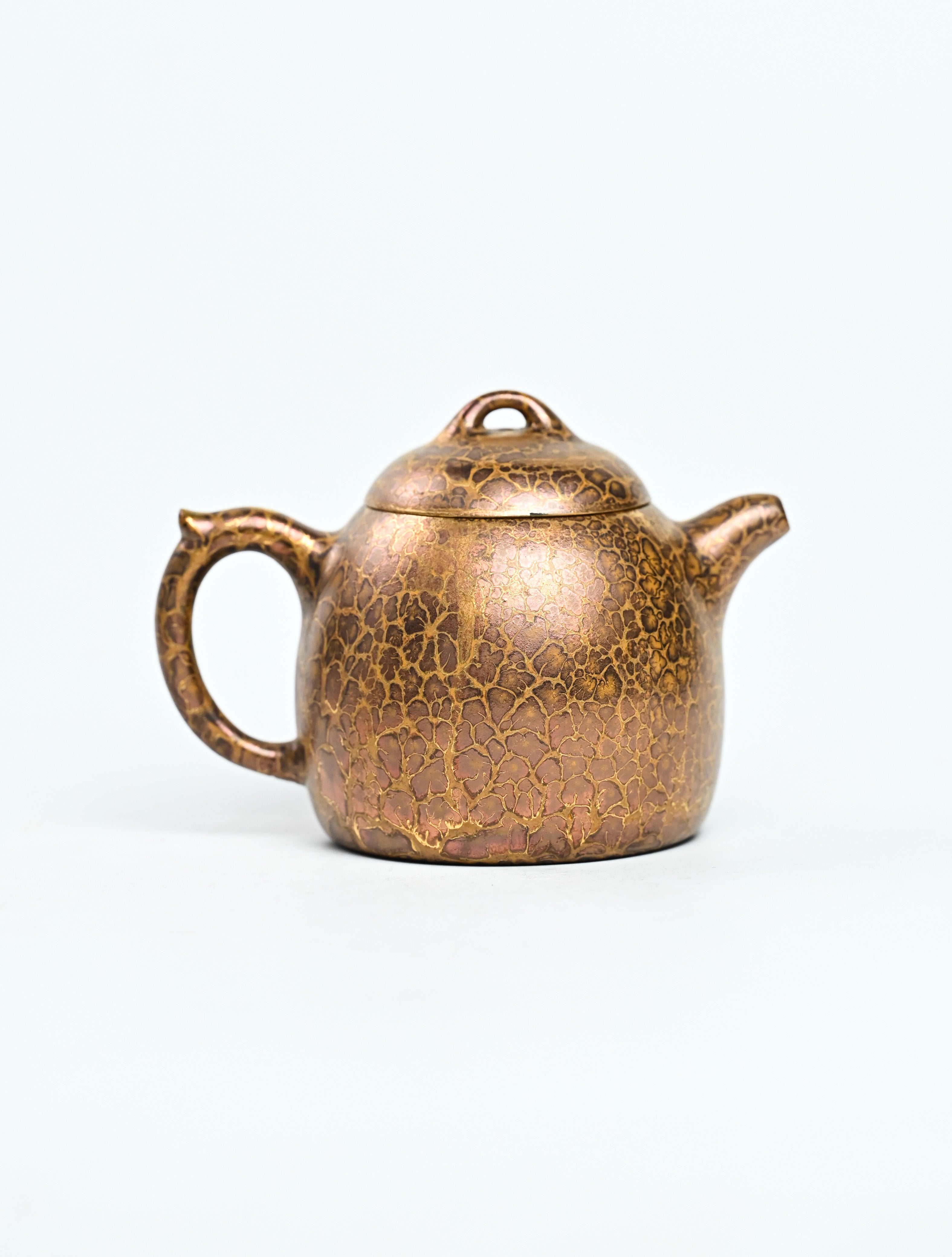 YANYOO handmade Yixing teapot featuring Feather-Plume firing technique, Qin Quan, product right side.