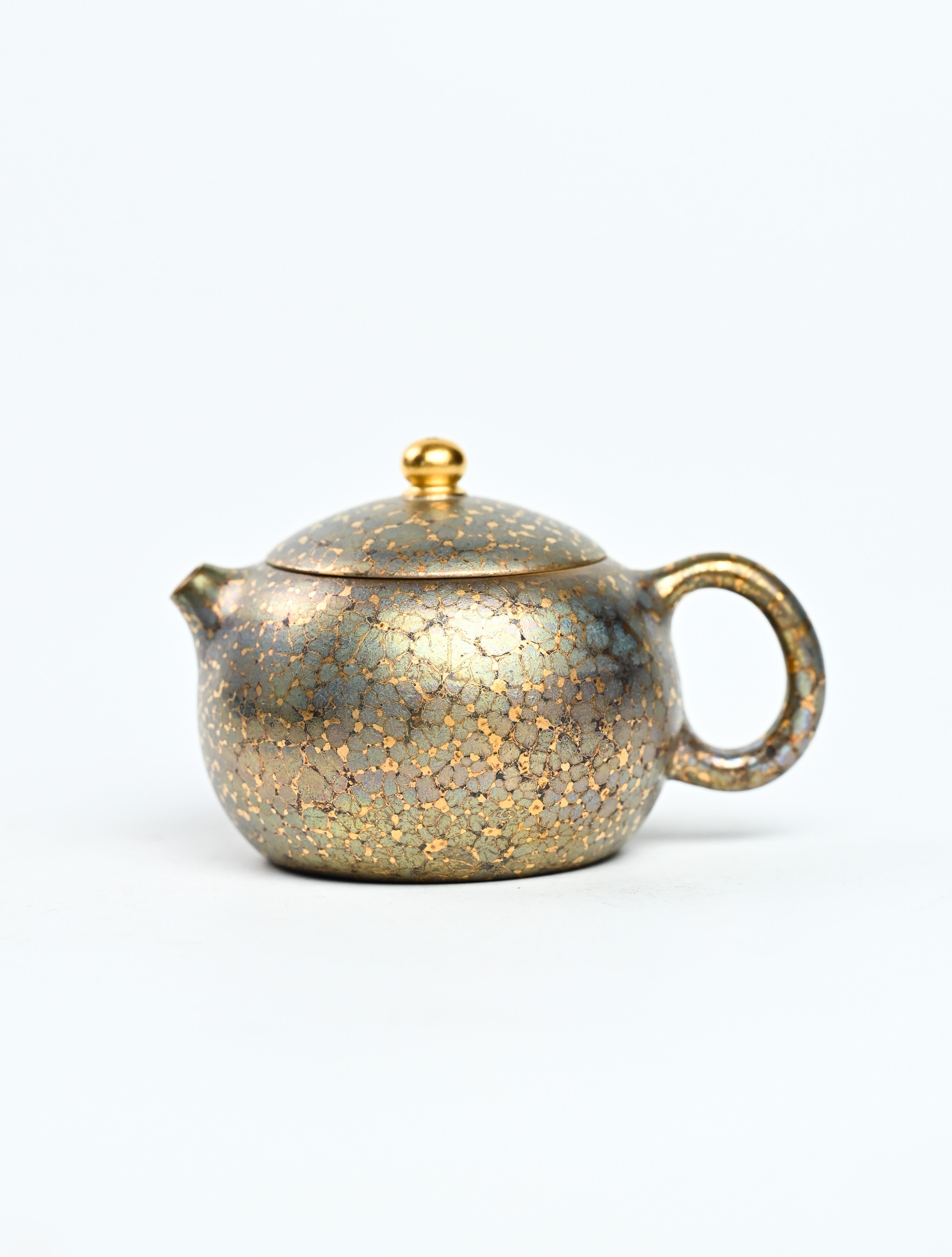 YANYOO handmade Yixing teapot featuring Feather-Plume firing technique, Xi Shi, product left side.